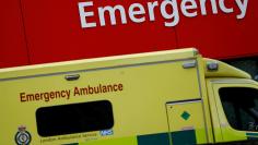 FILE PHOTO:Ambulance waits outside ER at St Thomas' Hospital in central London