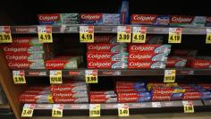 FILE PHOTO: Colgate toothpaste is pictured on sale at a grocery store in Pasadena