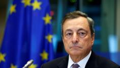 ECB President Draghi arrives to address the EU Parliament's Economic and Monetary Affairs Committee in Brussels