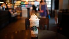 A S'mores Frappuccino Blended Coffee rests on a table at a Starbucks coffeehouse in Austin, Texas, U.S., May 2, 2017. REUTERS/Mohammad Khursheed 