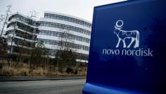 Novo Nordisk logo is seen in Bagsvaerd outside of Copenhagen, Denmark February 1, 2017. Scanpix Denmark/Liselotte Sabroe via REUTERS