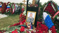 A view shows the grave of Russian General Valery Asapov at a military cemetery near Moscow