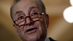 Senate Minority Leader Chuck Schumer speaks with reporters following the party luncheons on Capitol Hill in Washington, U.S. January 23, 2018. REUTERS/Aaron P. Bernstein